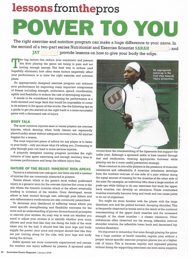 How To Train for Tennis (page 1)